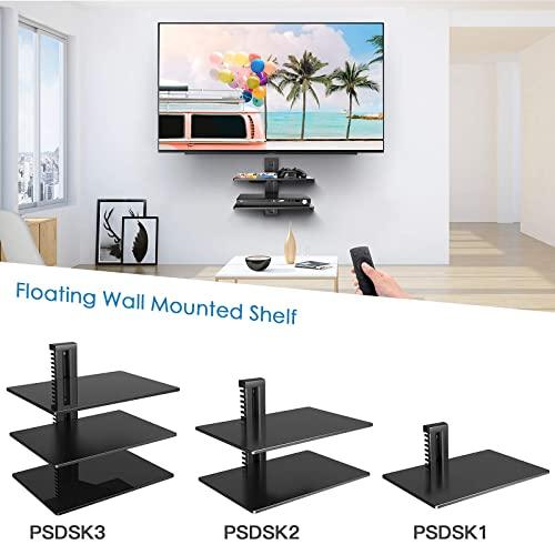 PERLESMITH PERLESMITH Floating AV Shelf Double Wall Mount TV Shelf - Holds up to 17.6lbs - DVD DVR Component Shelf - Perfect for Xbox, Projector, WiFi Router, Game Console and Cable Box, PSDSK2