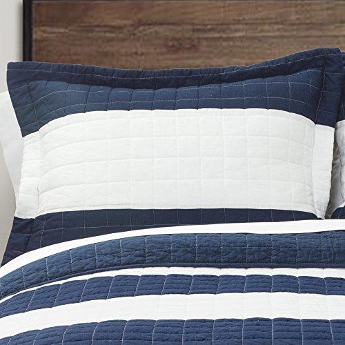 Lush Decor Lush Decor New Berlin Quilt Striped Pattern 2 Piece Bedding Set, Twin, Navy and White