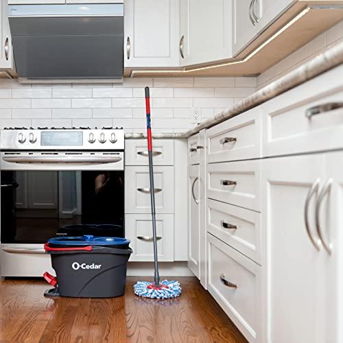 O-Cedar O-Cedar EasyWring RinseClean Microfiber Spin Mop & Bucket Floor Cleaning System with 3 Extra Refills, Plastic, Grey