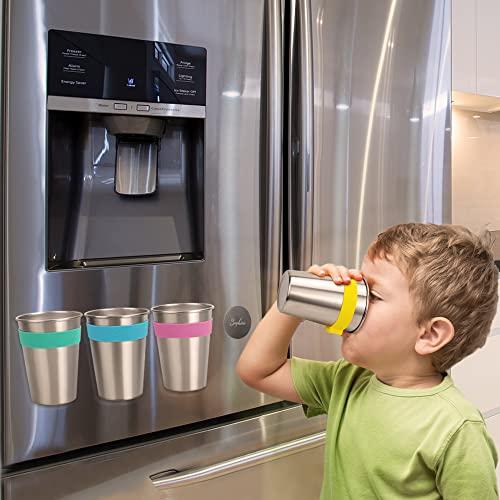 SOPHICO SOPHICO Magnetic Hanging Cups for Toddlers Kids and Adults, Hanging Cup on Fridge or Watercooler, for Independent Drinkers (MIX-12oz, Stainless Steel)