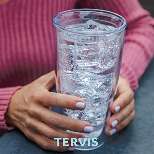 Tervis Tervis Clear & Colorful Tabletop Made in USA Double Walled Insulated Tumbler Travel Cup Keeps Drinks Cold & Hot, 24oz, Clear