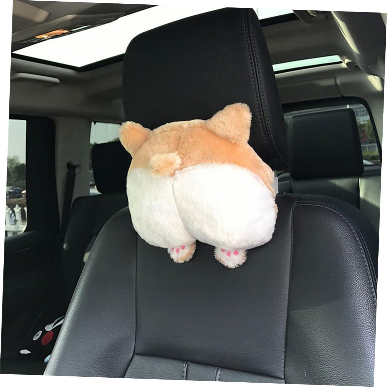 TOYANDONA TOYANDONA Car Headrest Pillow Plush Decorative Pillow Auto Seat Cushion Brown 21x22cm Comfortable Travel Pillow