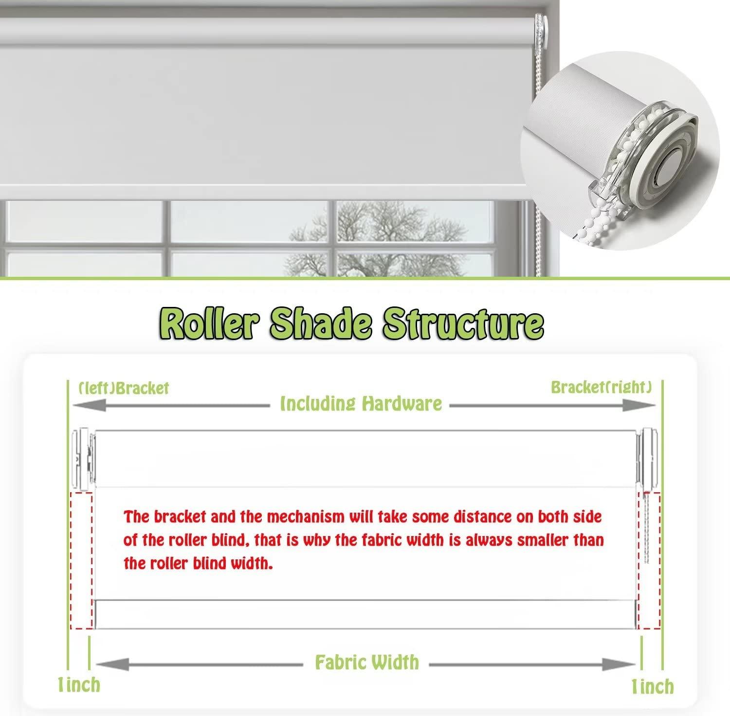 fhsblinds FHSBLINDS No Tool No Drill Window Blinds & Shades for Home Custom Roller Window Shades-Room Darkening Waterproof Blackout Blinds for Windows Kitchen Bedroom (Cool Silver 100% Blackout, 29" W x 72" H)