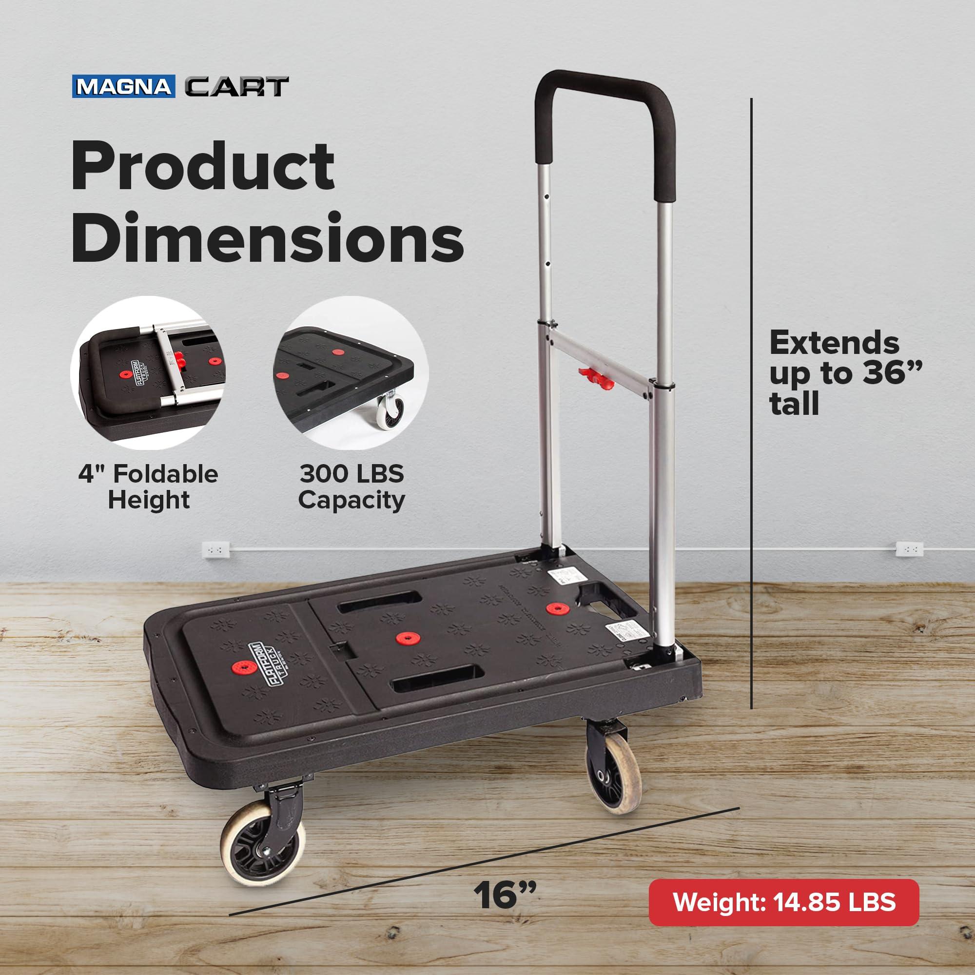 Magna Cart Magna Cart Foldable Dolly Cart, Platform Hand Truck with Wheels, 300 Lbs