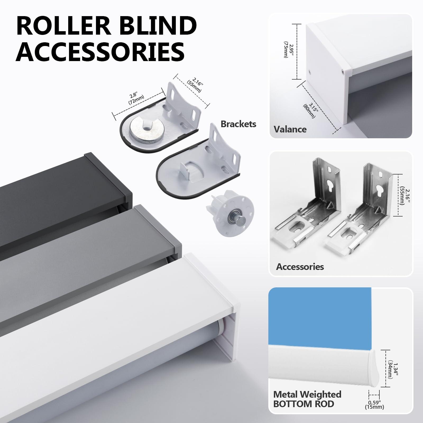 ZSTARR Motorized Blackout Window Blinds Customize Width (21-92 in) Remote Control Wireless and Rechargeable Roller Shades Blinds for Windows, Home, Office, Living Room, Master Room, Restaurant (Dark Blue)