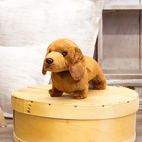 DEMDACO Standing Large Dachshund Dog Caramel Brown Children's Plush Stuffed Animal Toy