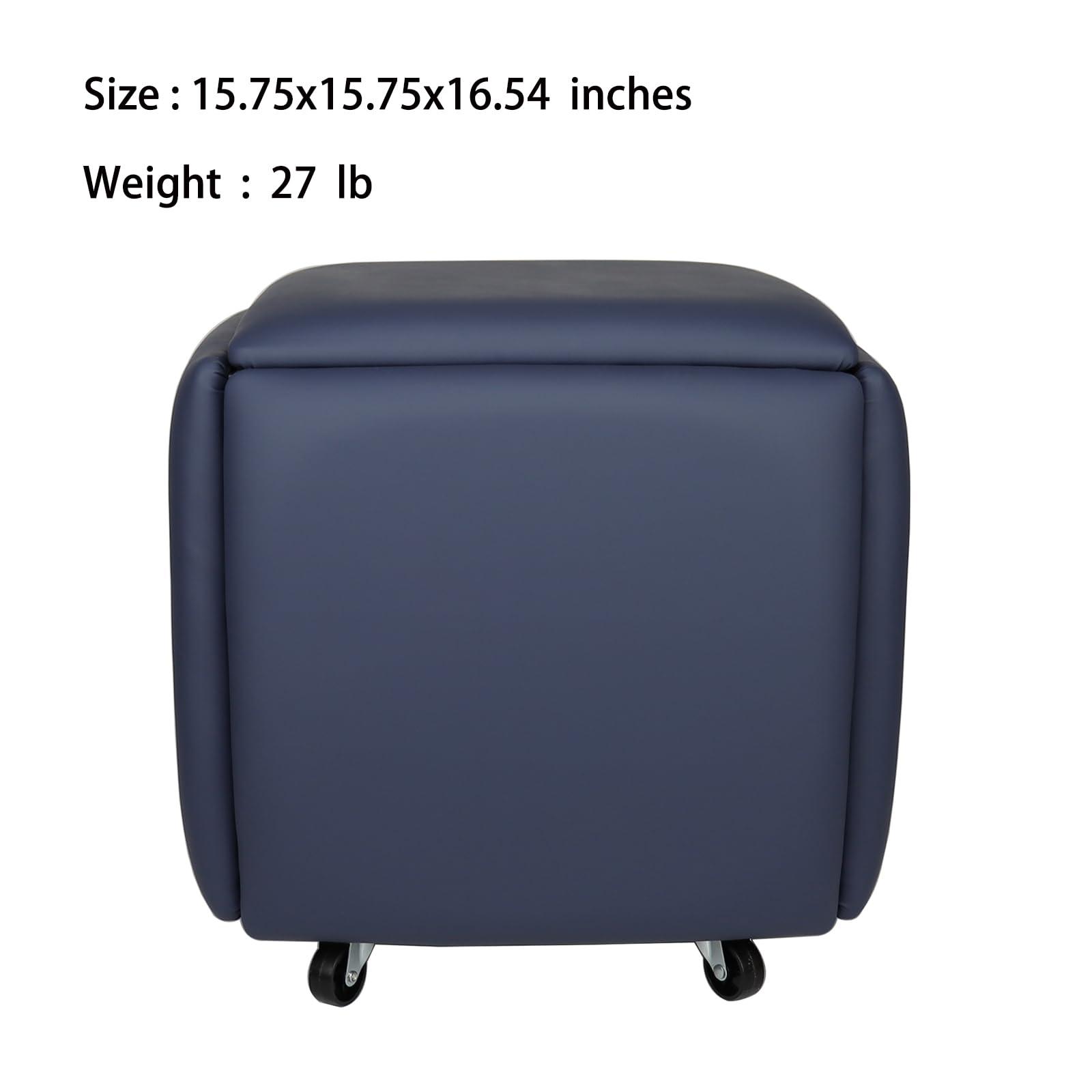 LUGSHIREE LUGSHIREE 5 in 1 Nesting Ottoman Cube Chair, Stackable Stools, Leather Square Ottoman Bench, Foot Stool with Wheels for Living Room,Dining Room 15.75x15.75x16.54 inches