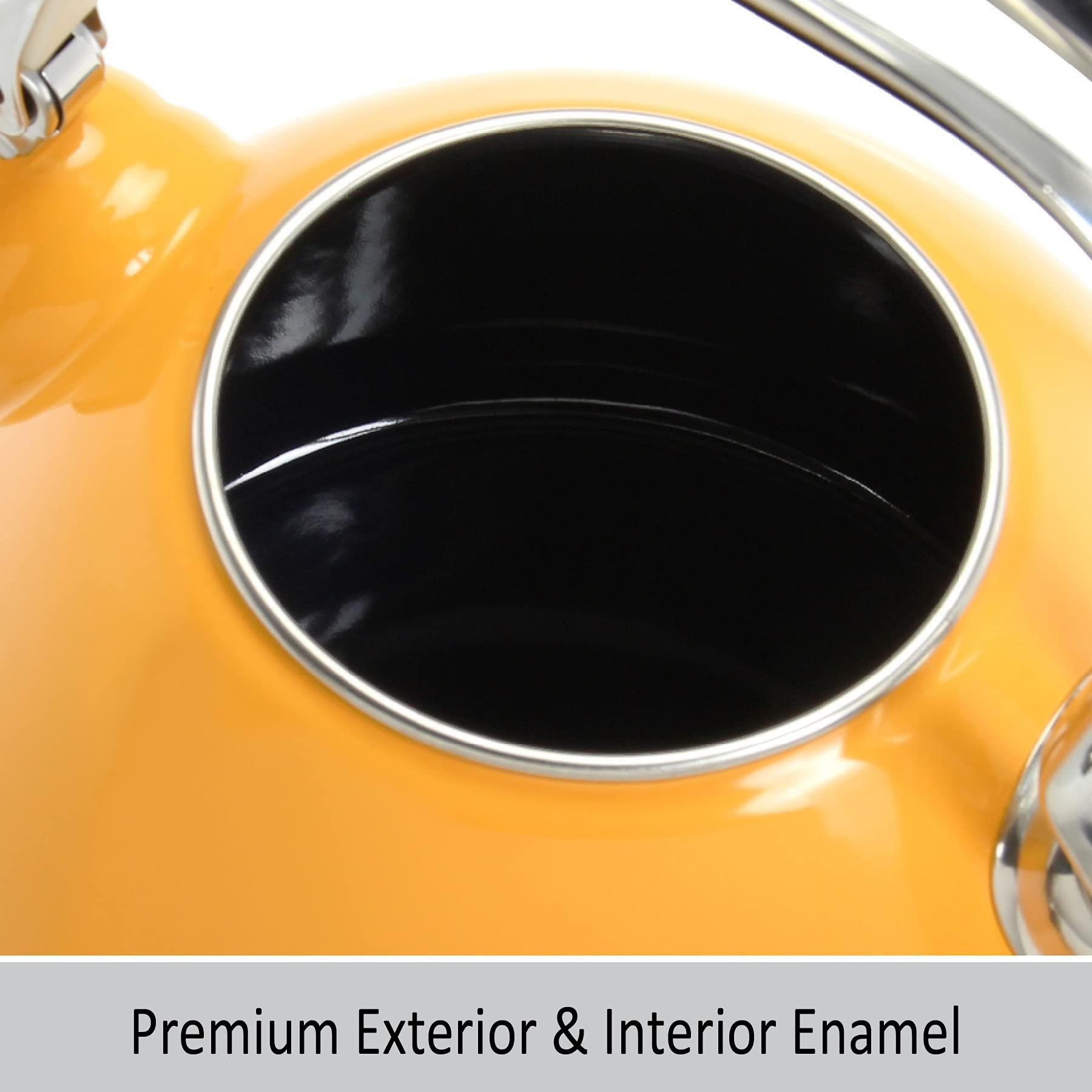 Chantal Chantal Classic Teakettle, 1.8 QT, Enamel On Steel, 2-Tone Harmonica Whistle, Rapid Boil and Even Heating (Marigold)