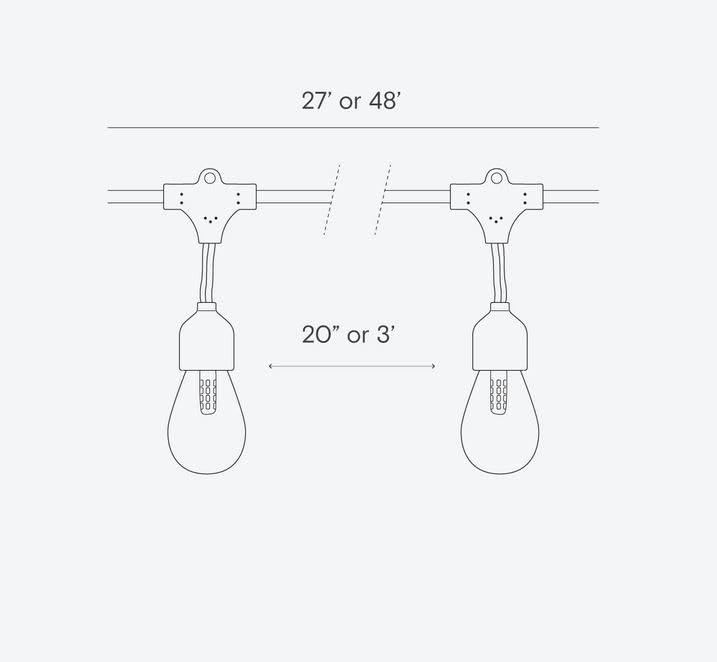 Brightech Brightech Ambience Pro Solar Powered Outdoor String Lights, 27 ft Commercial Grade Waterproof Patio Lights, 12 Edison Bulbs, Shatterproof LED String Lights for Outside, Porch - 1W Soft White