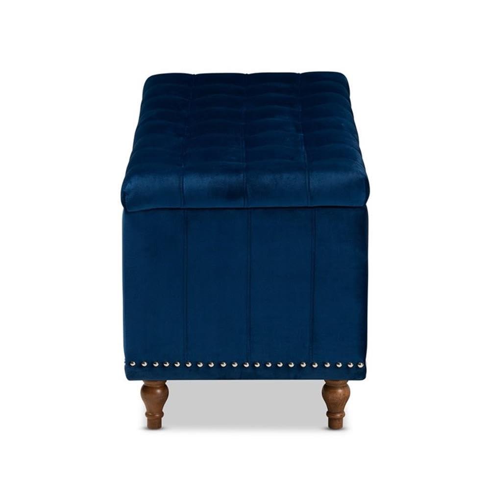 Baxton Studio Baxton Studio Kaylee Modern and Contemporary Navy Blue Velvet Fabric Upholstered Button-Tufted Storage Ottoman Bench