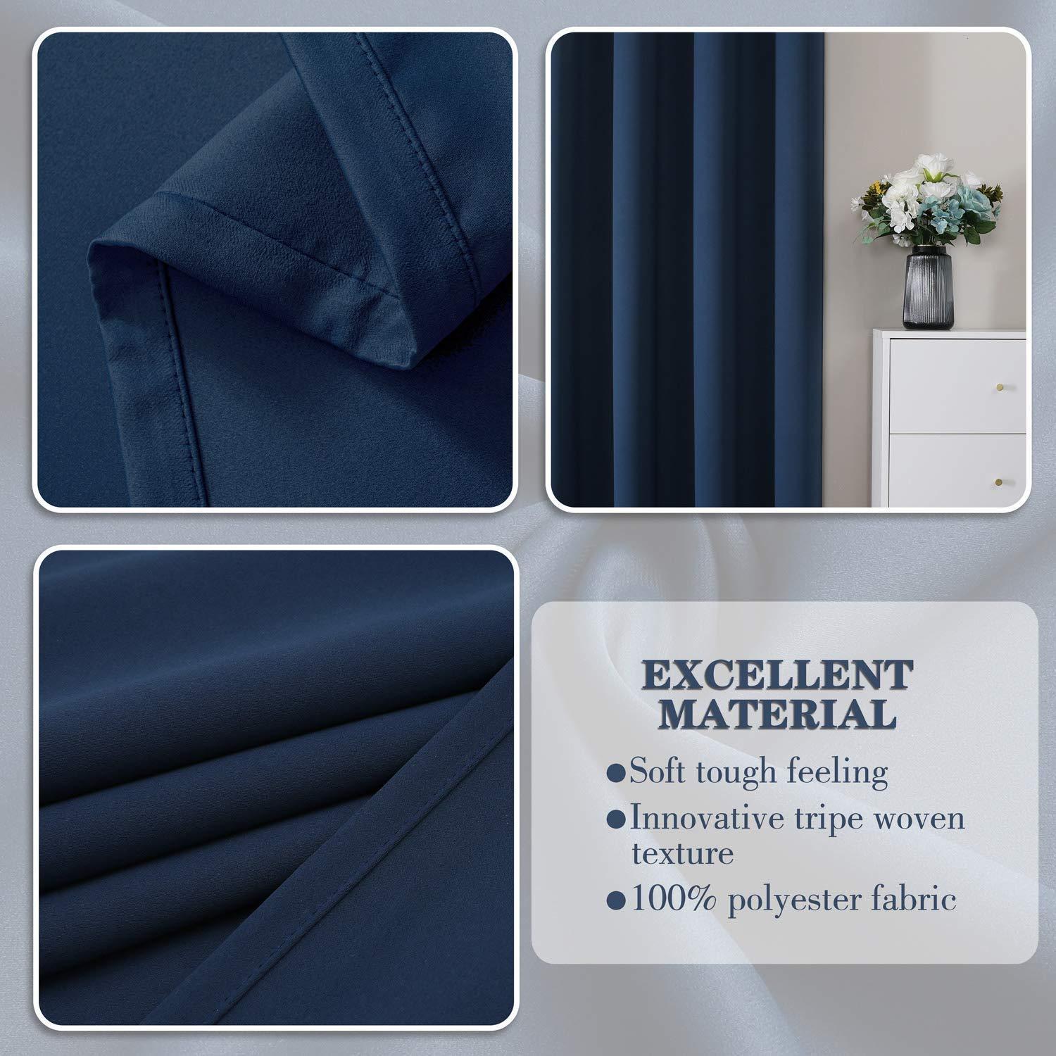 CUCRAF CUCRAF Navy Blue Blackout Curtains 108 inch Length 2 Panels Set, Room Darkening Drapes for Living Room Bedroom, Thermal Insulated Light Blocking Grommet Window Curtain (W52 x L108 Inch)