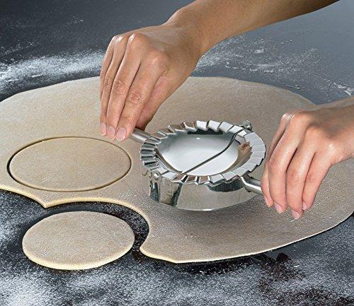 i Kito Stainless Steel Ravioli Mold Dumpling Press Maker Wrapper Pierogie Pie Crimper Pastry Dough Cutter Kitchen Gadgets (M-4inch)