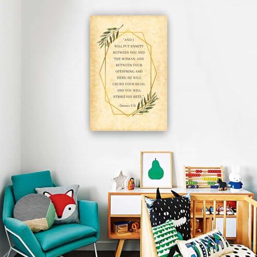 Triyend Triyend Genesis 3 15 Bible Verse Wall Art Bible Posters Art Deco Wall Oil Painting for Bedroom Decorative Home Giclee Art Picture Print Canvas (20.00\'\'x30.00\'\',Unframed)