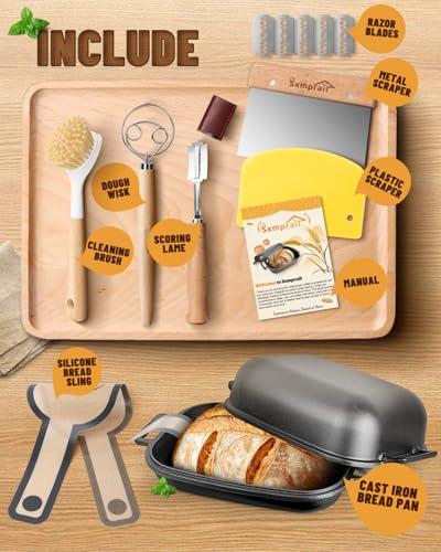 Sxmprail Cloche Loaf Dutch Oven, Pre-Seasoned, 9.5QT, 13 LBS Heavy Duty, Non-Stick, Large Bread Loaf Pan, Oval Cast Iron Bread Pan With Lid, Cloche Homemade Loaf Pan, Sourdough Artisan Bread Baking Pan