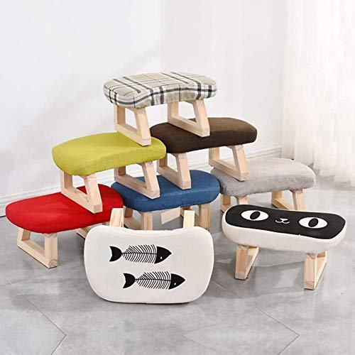 WWTSMYXGS Footstools Footstool Ottoman Small Washable Change Shoes Seat Play Stool Linen Solid Wood Frame,7 Colors (Color:Gray)