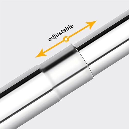 Meiiron Adjustable Curved Shower Curtain Rod Wall Mounted L-Shaped Bathroom Corner Curtain Hanger Pole Bath Bar Metal Shower Rail, No Drilling (Size : 70~95x70~95cm)