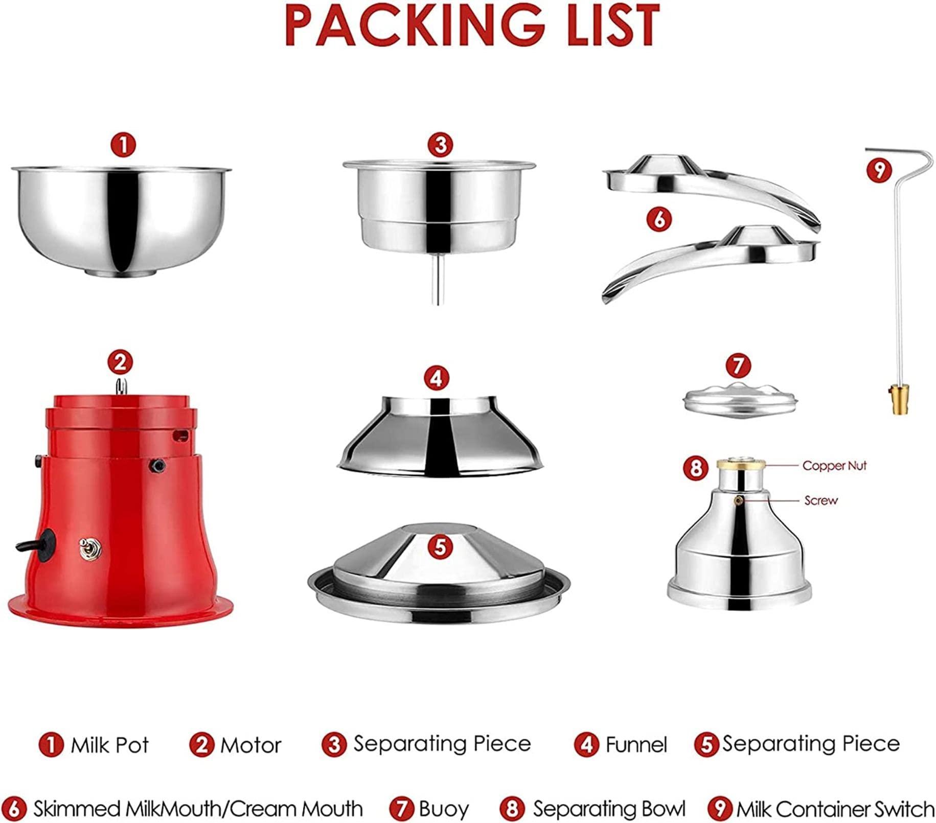 MaGiLL Commercial Electric Fresh Milk Cream Separator, 50L/H, Cream Thickness Adjustable, Milk Skimming Machine, Milk Centrifugal Separator for Sheep Milk, Goat Milk