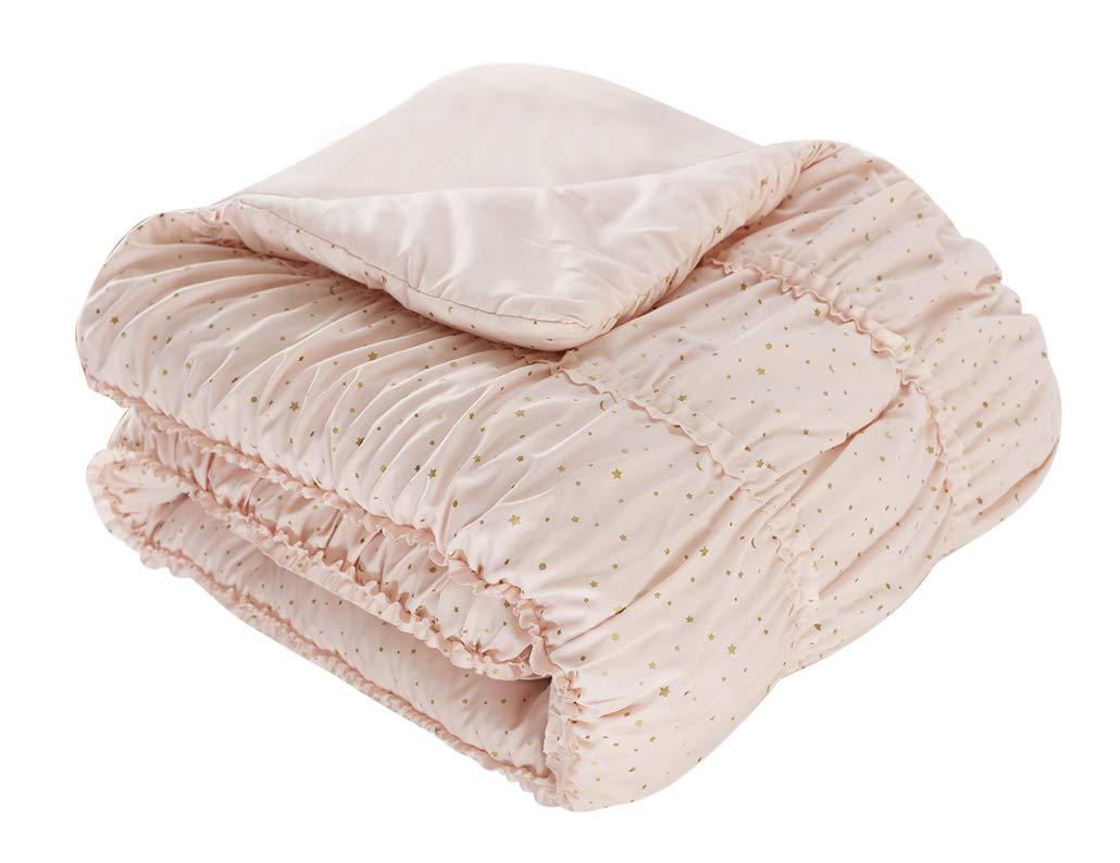 Madison Parker Mytex Celestial Princess Pretty 5-Piece Comforter set with gold metallic foil, Smocked texture, Girls, Teen bedding, Stars and Moons, Two Twinkling Decorative Pillows, Shabby Chic, Blush Pink, Full