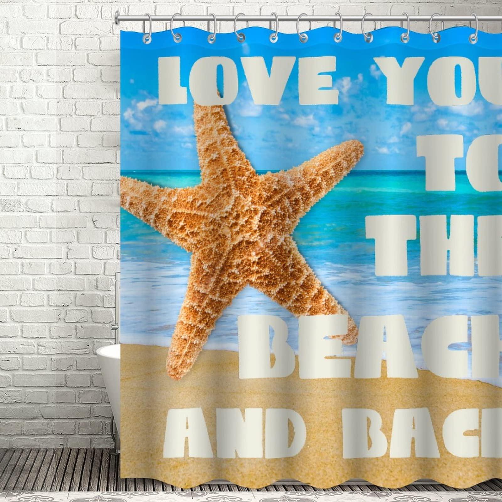 Generic Beach Seashell Shower Curtain for Bathroom Decor 72x78in Ocean Beach Starfish Bathtub Accessories Modern Waterproof Fabric Shower Curtains with Hooks Beach House Decorations