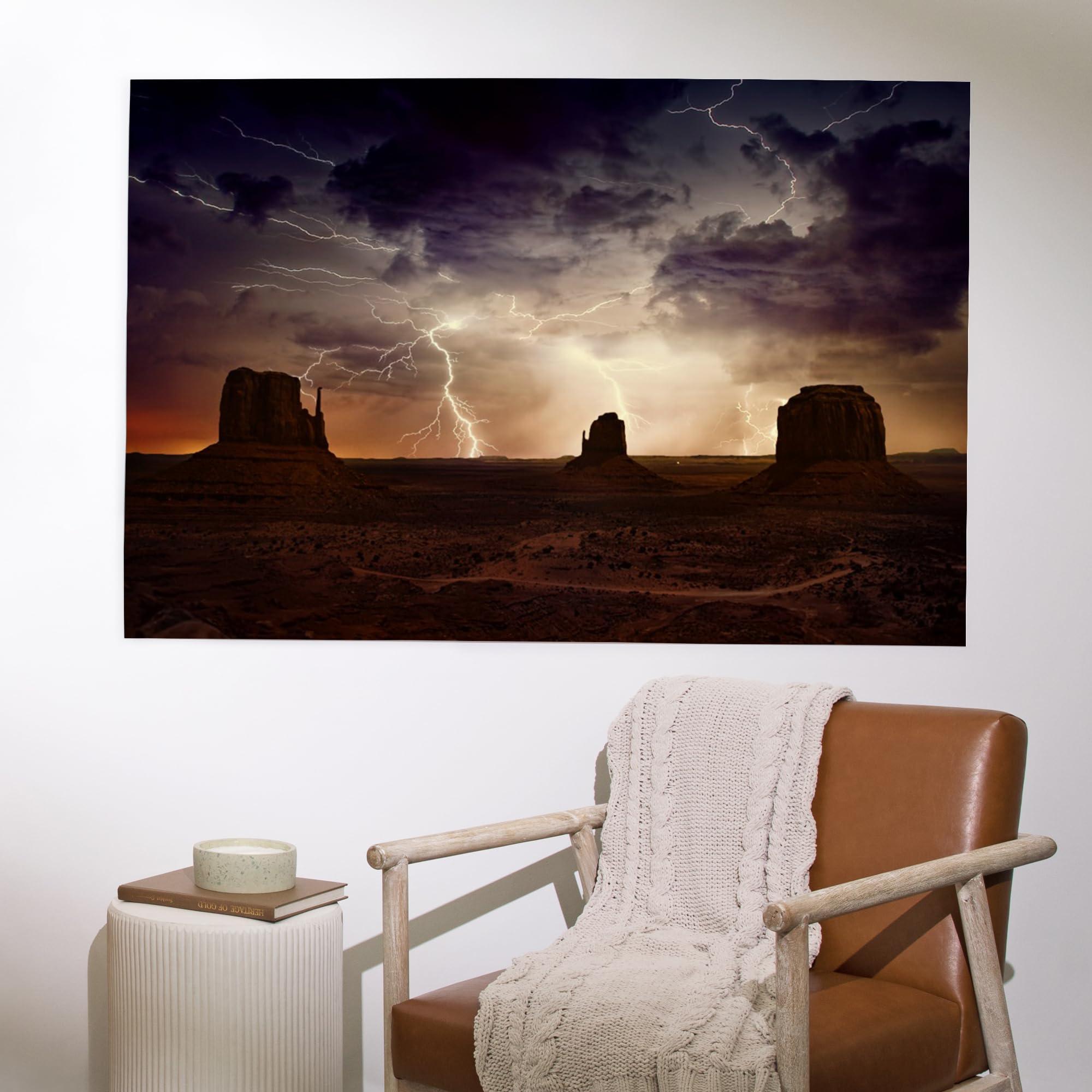 Lantern Press Lantern Press 36x54 Inch Giclee Art Print Wall Decor, Desert Storm, Lightning Strikes
