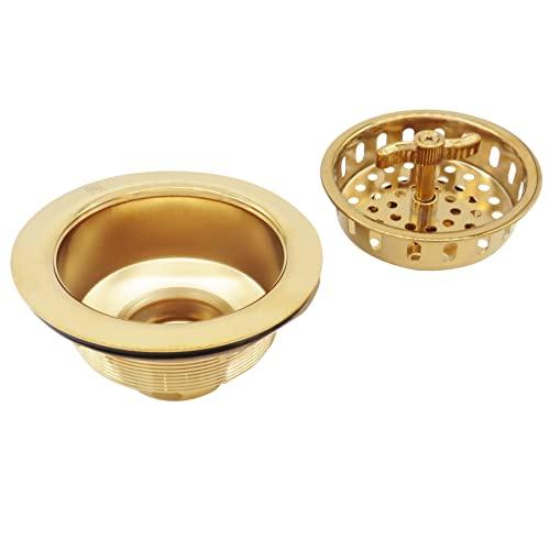 Westbrass Westbrass D213-01 3-1/2" Wing Nut Twist Style Large Kitchen Sink Basket Strainer, Single, Polished Brass