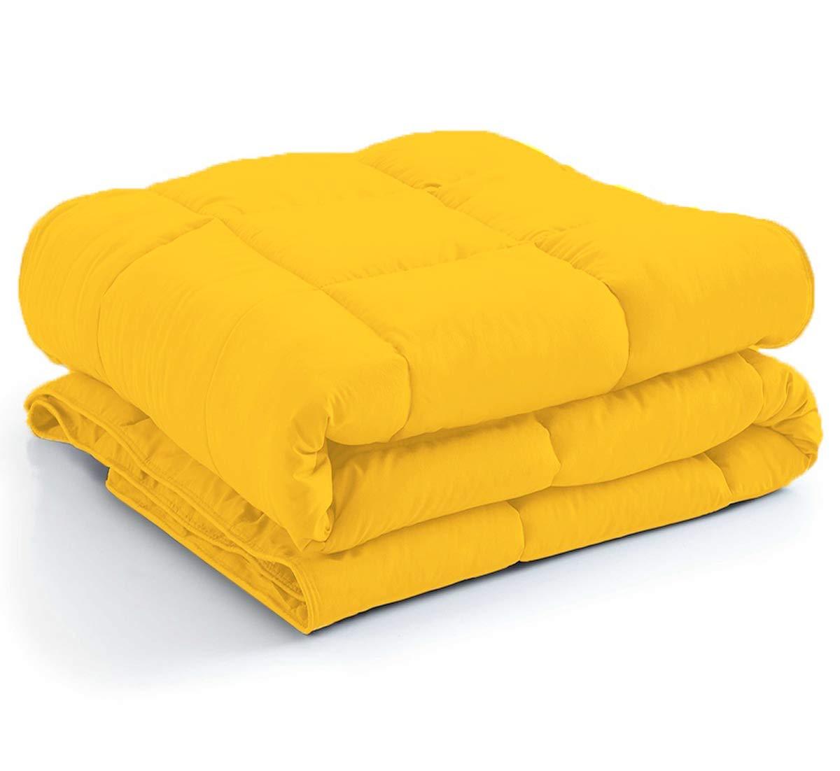 New York Mercado Luxury Quality 300 GSM 100% Genuine Organic Cotton 800 TC Comforter Warm Ultra-Soft Italian Finish GOTS Certified HEAVEN LIKE FEEL All-Season Quilt Box Stitched Comforter (Twin, Gold)