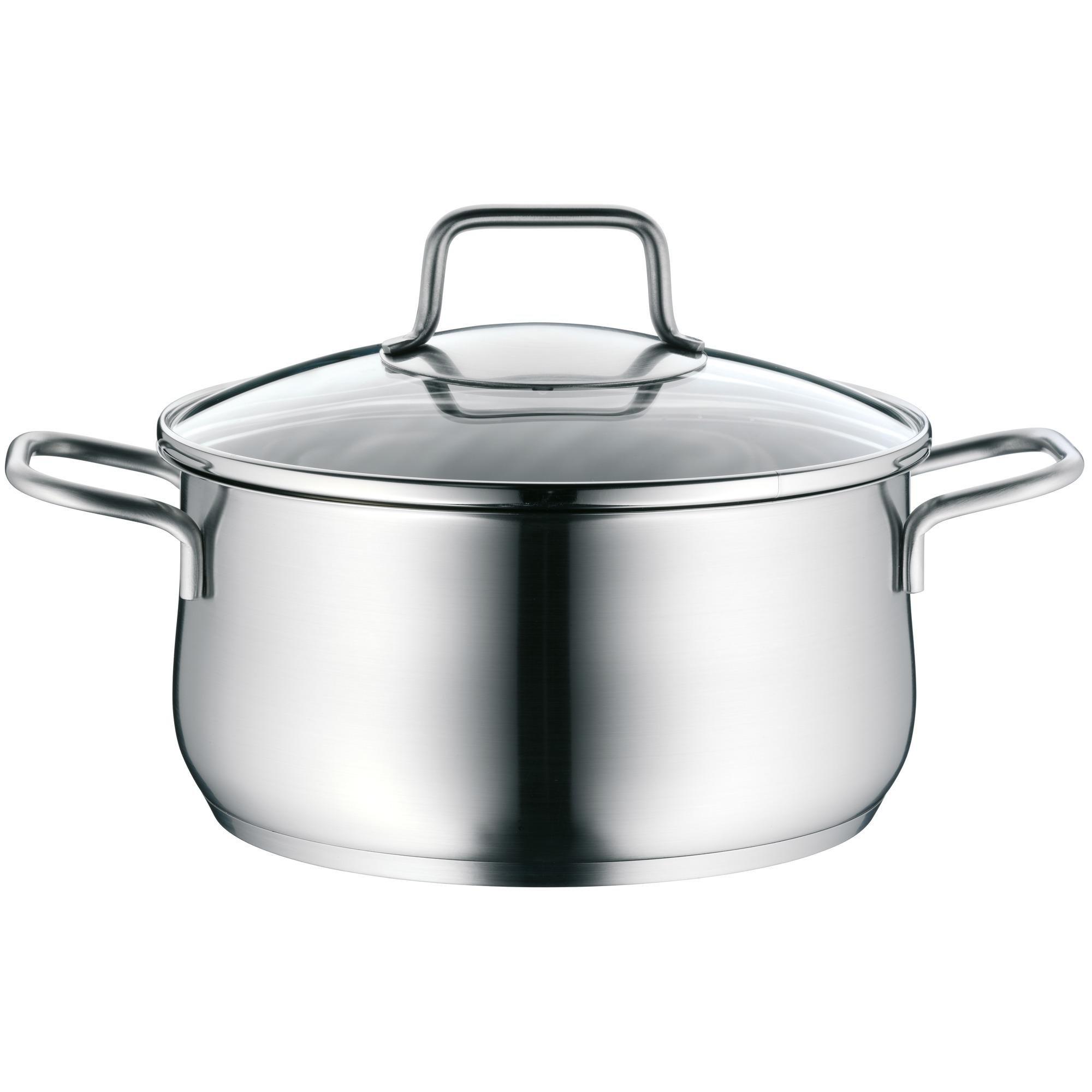 WMF WMF Brilliant 6-Piece Induction Saucepan Set with Glass Lid, Matt Cromargan Stainless Steel, Induction Pots Set, Uncoated