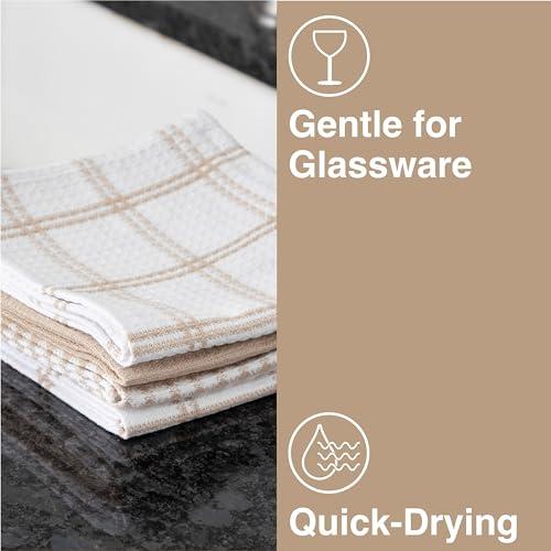 T-fal T-fal Premium Waffle Dish Cloths: Highly Absorbent, Super Soft - 100% Cotton, 12\"x13\" Flat Waffle Dish Cloth for Cleaning & Drying, (4-Pack), Sand