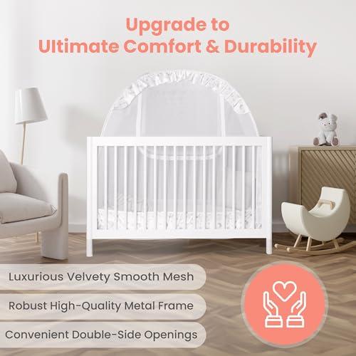 Pro Baby Safety Pro Baby Safety Premium Pop Up Crib Tent, Crib Cover to Keep Baby from Climbing Out, Prevent Falls and Mosquito Bites, Safety Net Canopy - Sturdy & Stylish Infant Crib Topper, Mosquito Net