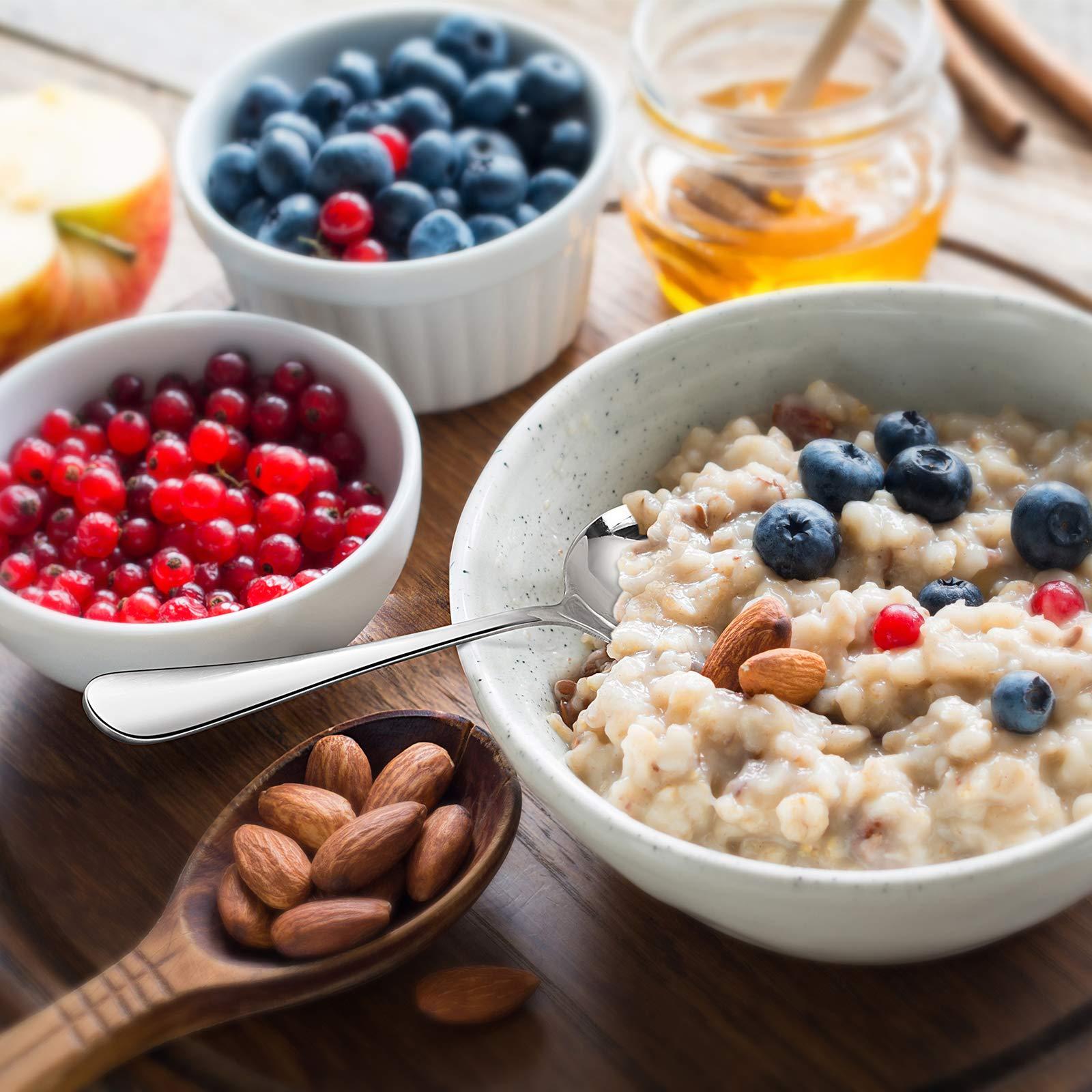 HIWARE Hiware 12-Piece Soup Spoons, Round Stainless Steel Bouillon Spoons