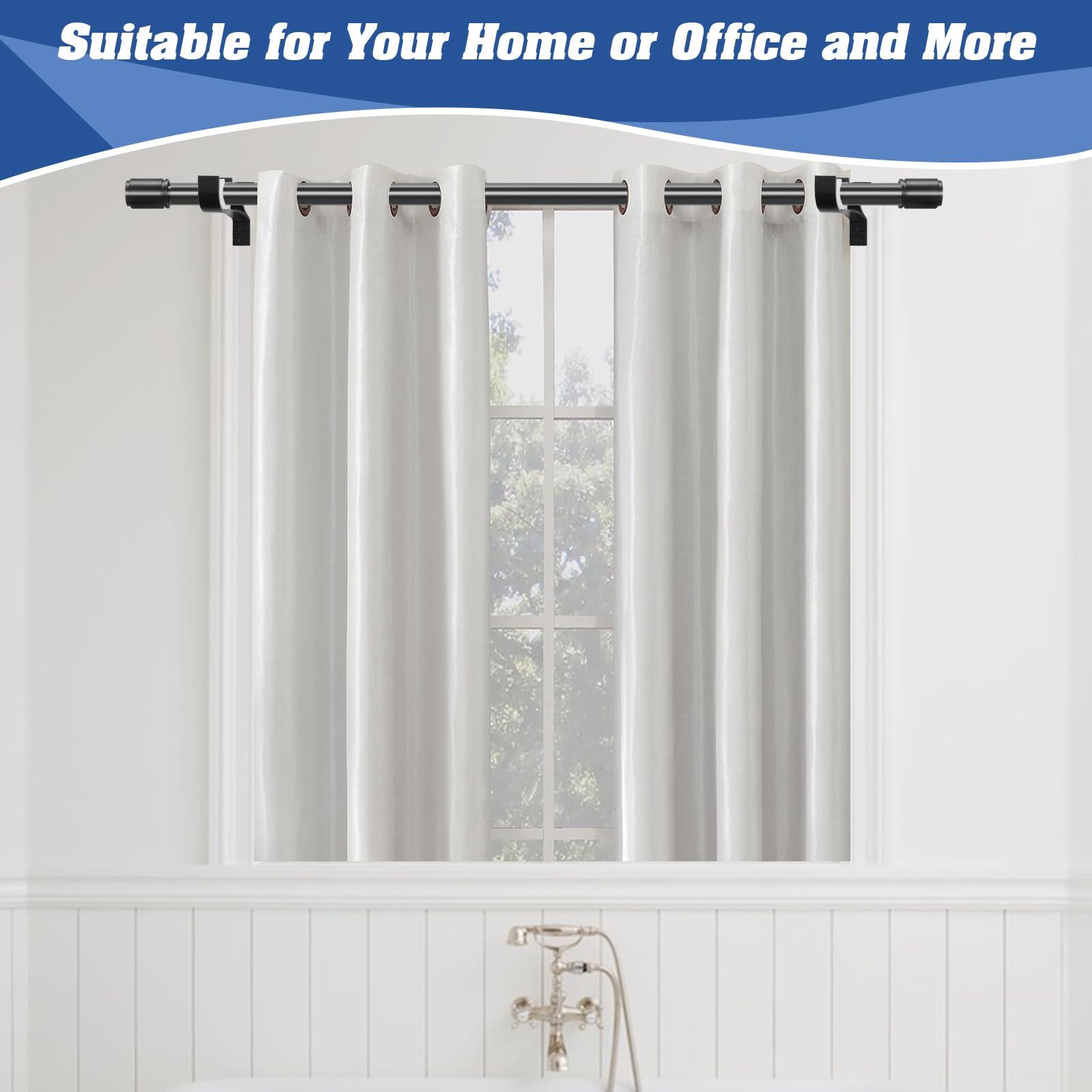 Anndason Anndason No Drilling Curtain Rod Brackets No Drill Curtain Rod Holders Curtain Rod Brackets Without Drilling Curtain Rod Hooks for 1 Inch Rod, Black Color, (Set of 8)