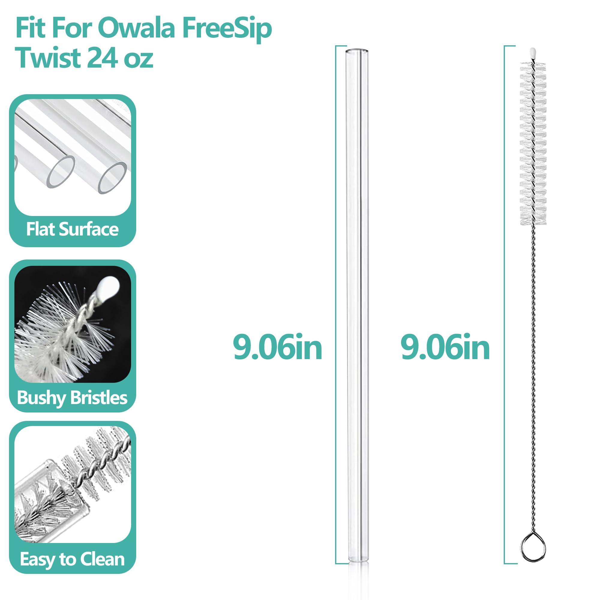Ehzyaz 5PCS Replacement Straws for Owala Water Bottle 24 oz, Straw Replacement with 2 Cleaning Brush for Owala FreeSip Twist 24oz Cup, Accessories Set Include 5pcs for Owala Straws and 2 Straw Cleaner Brush
