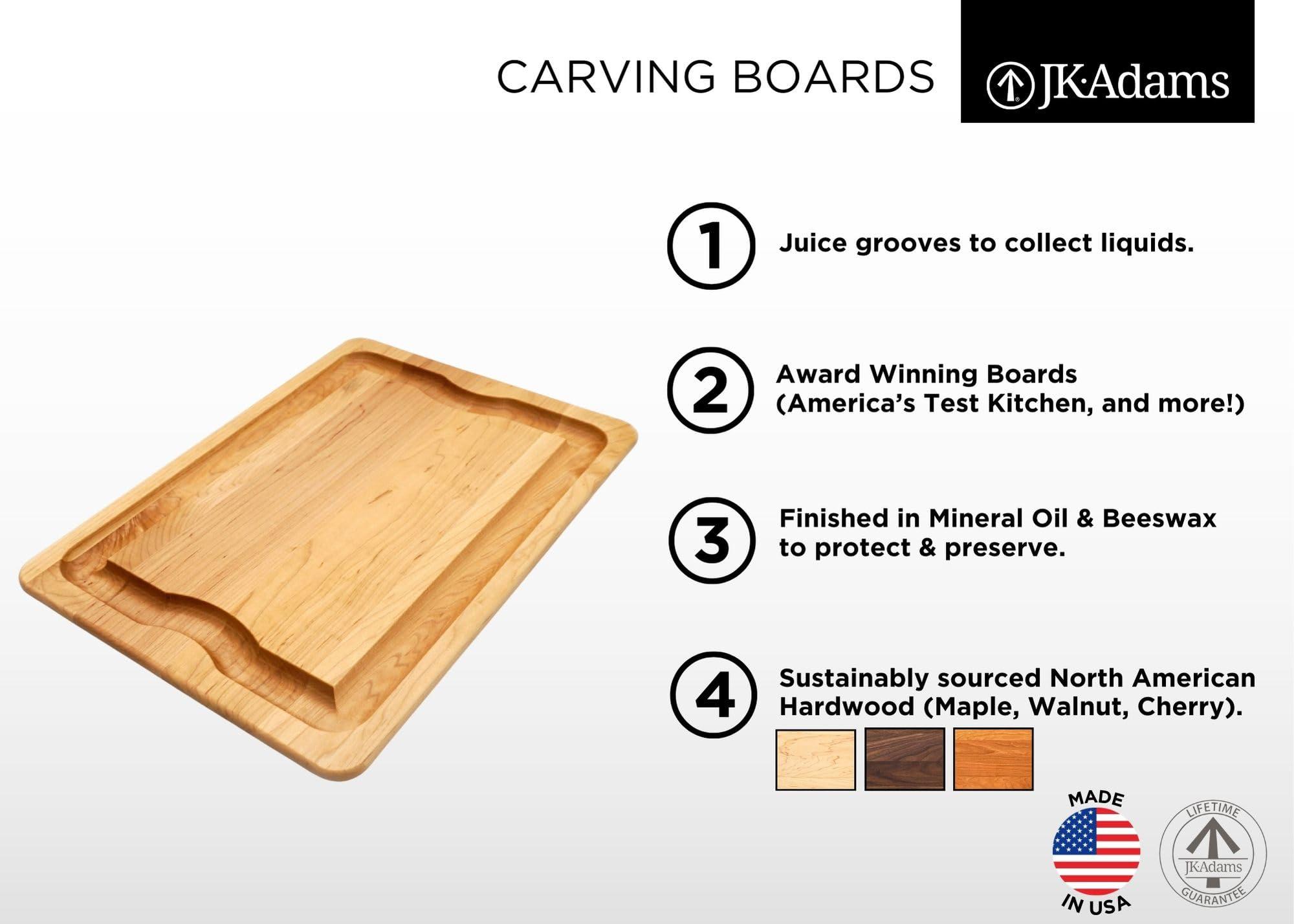 J.K. Adams JK Adams Walnut Carving Board with Juice Grooves - 20x14- Butcher Block Cutting Board - Cutting Boards Wood - Thick Cutting Board - Hardwood Cutting Board - Great for Holiday Dinners