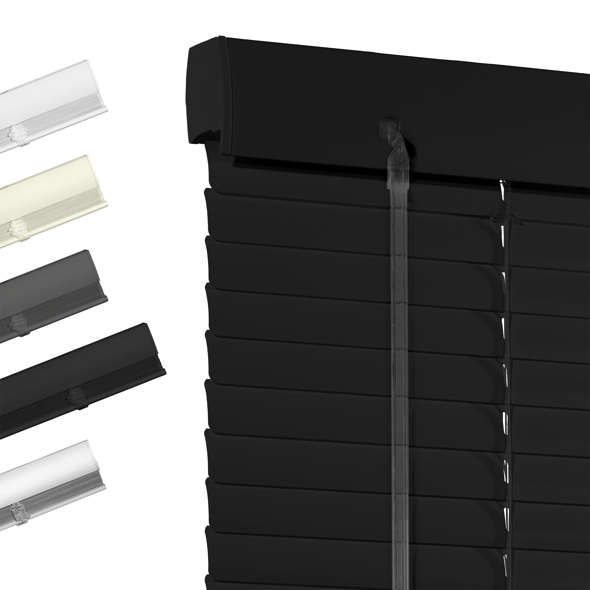 Boolegon Boolegon Aluminum Mini Blinds Cordless Venetian Blind New 1 Inch Metal Slat Horizontal Blinds Anti-UV Waterproof Venetian Windows Blind for Office Home, Black, 43" W x 72" H