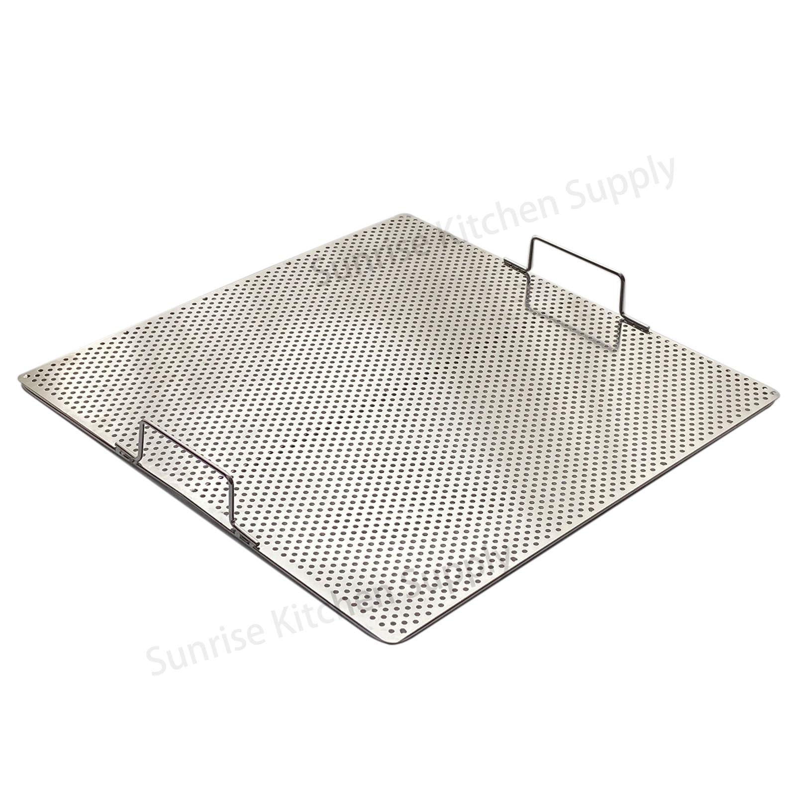 Sunrise Kitchen Supply Sunrise Stainless Steel Fryer Screen with Handles (Solid Screen) (1, 17.5\" x 17.5\" x 2\")