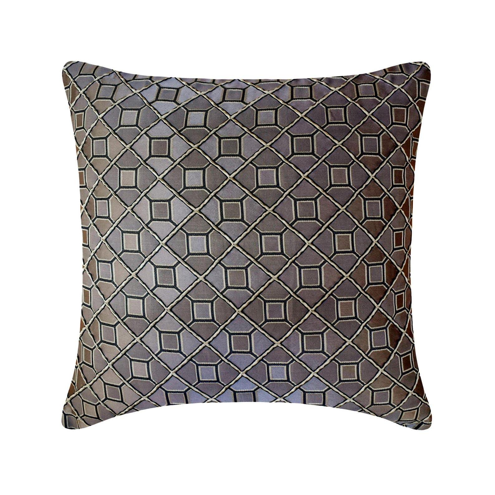 The HomeCentric The HomeCentric Decorative Throw Pillow Cover Brown 26\"x26\" (65x65 cm) Jacquard Textuured Cushion Covers for Sofa Chouch, Hotels, Living, Bed Room, Geometric Modern Style - Nexus