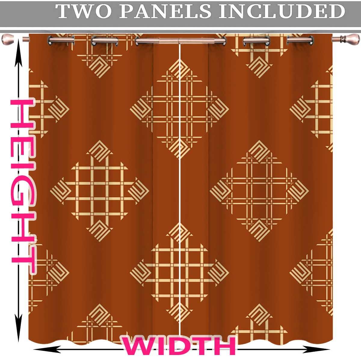 ZYMECH ZYMECH Brown Closet Curtains for Bedroom Closet Door,Geometry Lattice Line Modern Slide Door Curtain Cortinas Blackout 55in Width by 45in Height