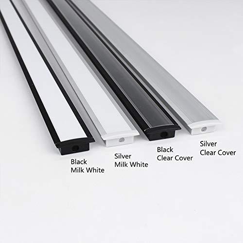 inShareplus inShareplus U Shape LED Aluminum Channel System with Milk White Cover, End Caps and Mounting Clips, Aluminum Profile for LED Strip Light Installation, U01 Model, 10 Pack, 3.3ft/1 Meter, Silver