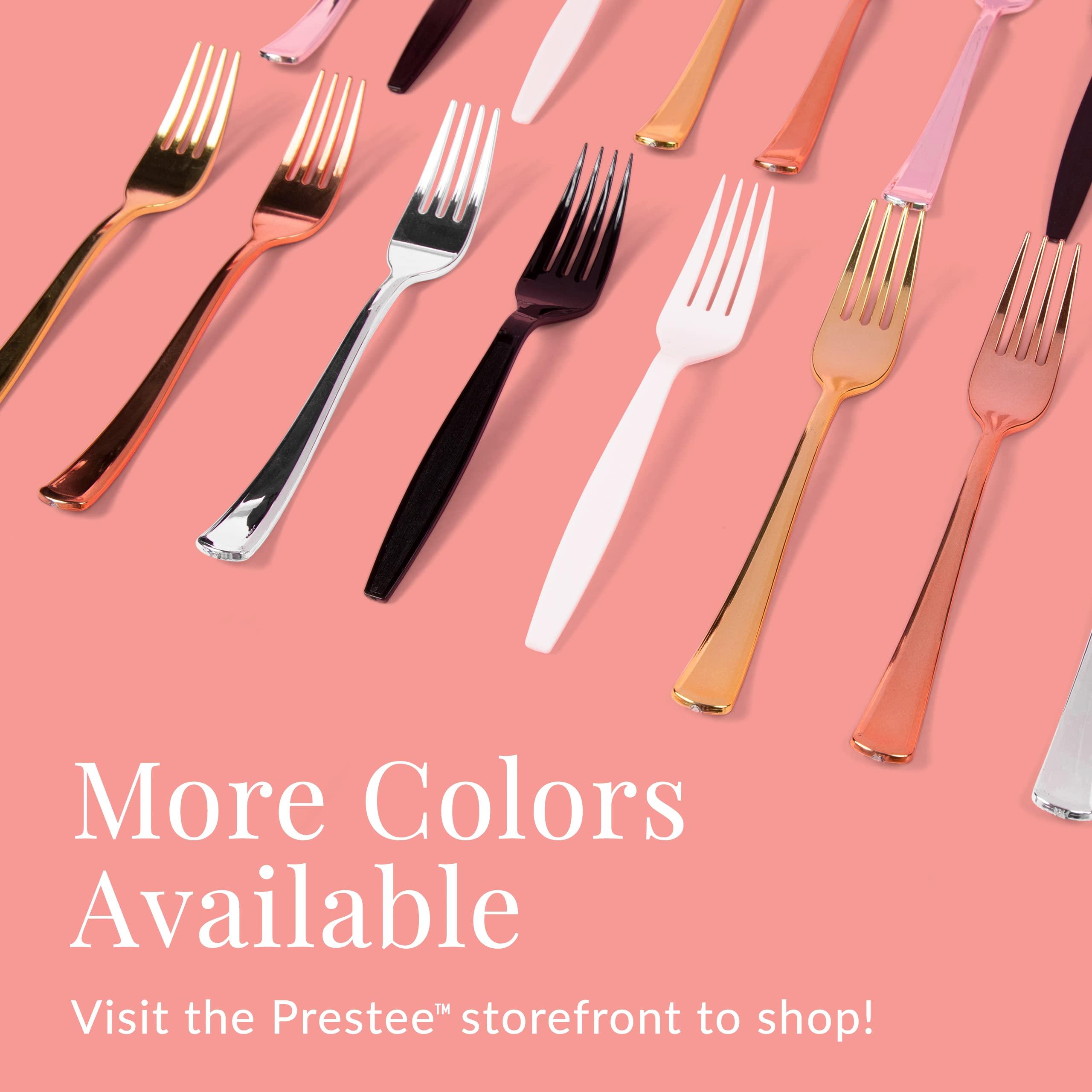 Prestee Prestee 300 Clear Plastic Forks - Fancy Plastic Silverware - Heavy-Duty Clear Plastic Silverware - Plastic Forks Disposable - Elegant Party Utensils - Suitable for Weddings, Holidays and Events