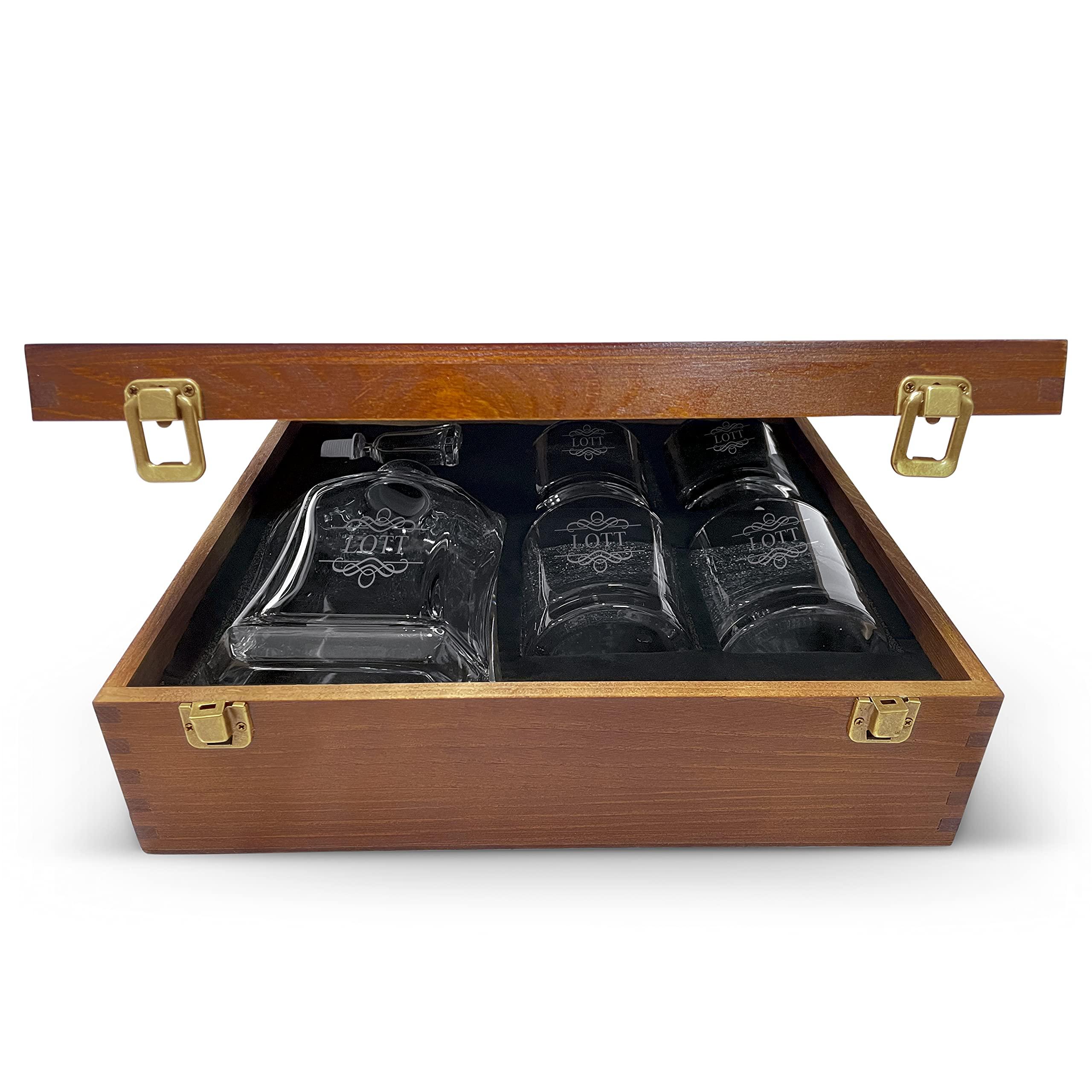 Krezy Case Krezy Case Whiskey Decanter Set with Glasses, Personalized Decanter in Wood Box for Groomsmen or Husband