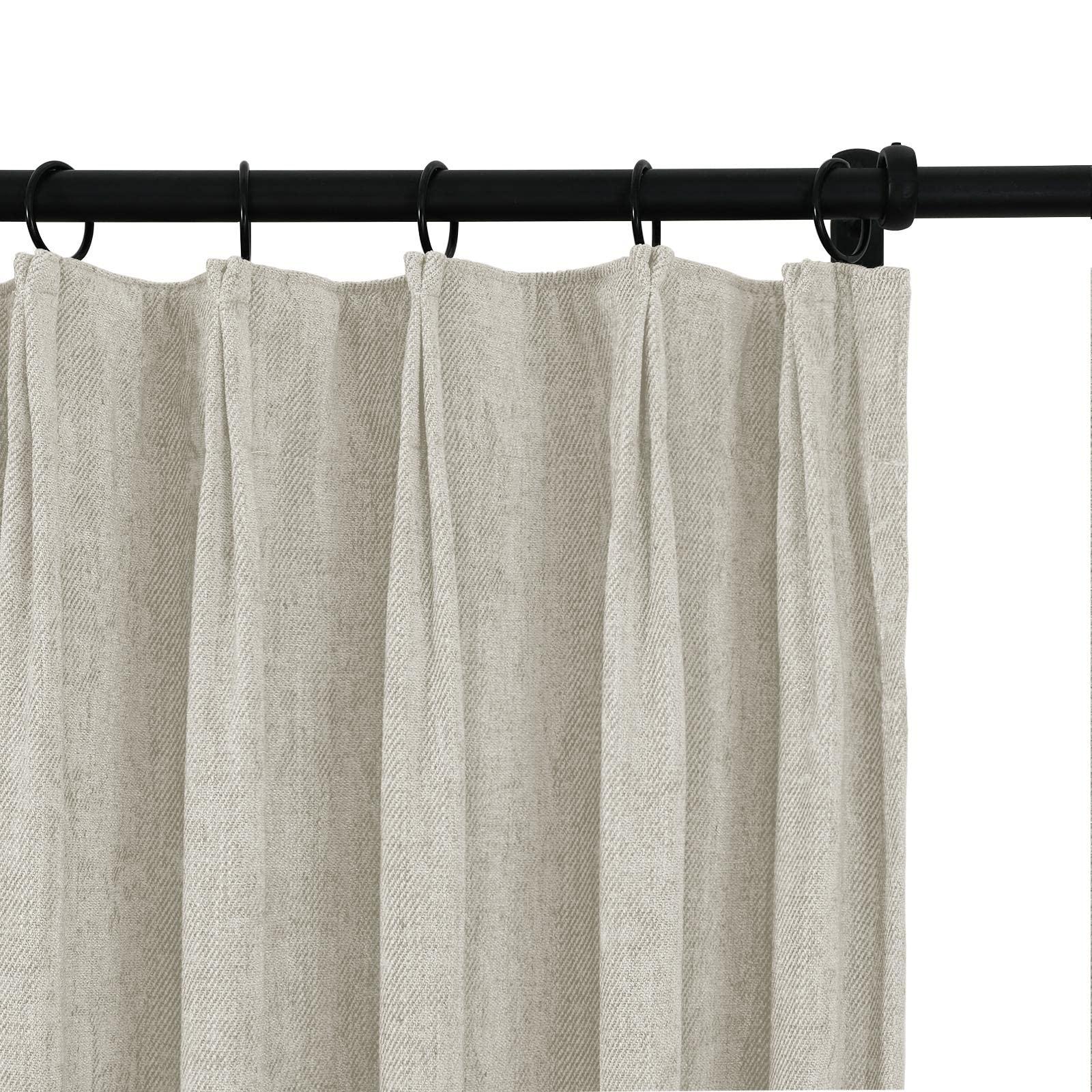 ChadMade ChadMade Chenille Curtain 84 Inches Long Room Darkening Curtain Thermal Insulate Window Treatment Double Pleated Header Draprey, Warm White 50W x 84L, 1 Panel, Tino Collection