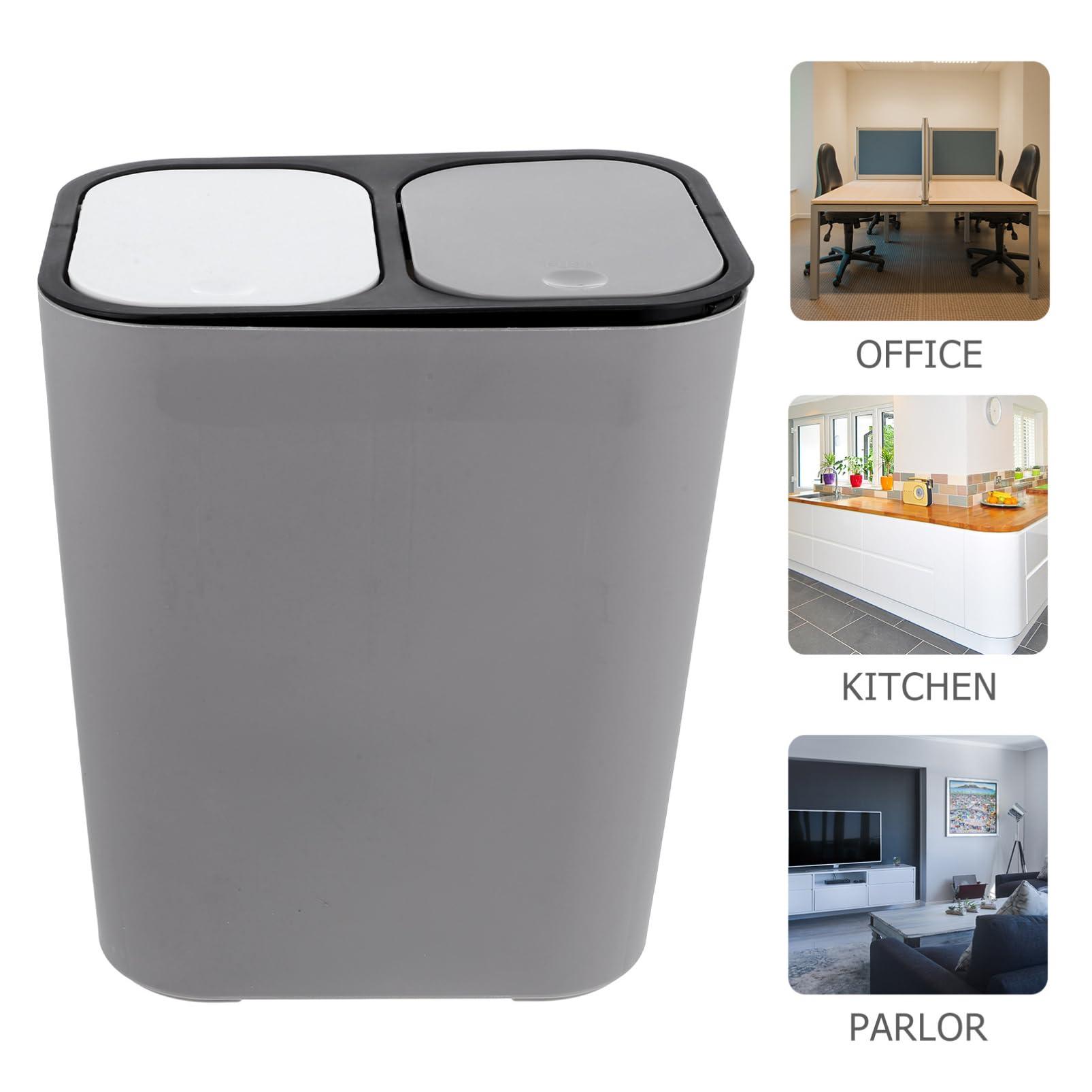 Veemoon Veemoon 15 L Kitchen Trash Can Dual Compartment Recycle Trash Can Open Double Garbage Bin Bucket Dry Wet Classified Wastebasket Rubbish Bin Liter Bin for Office Bathroom Home School Bedroom