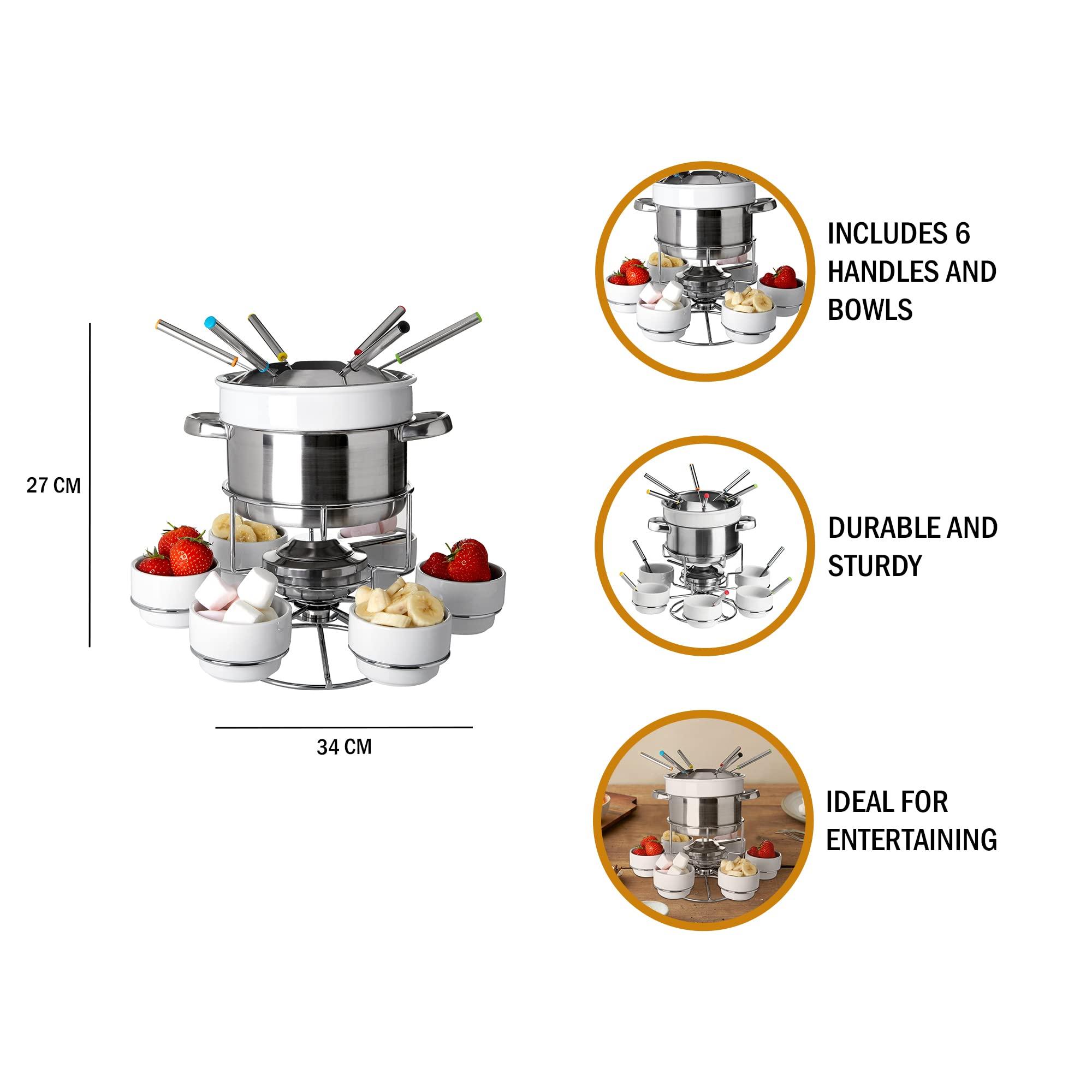 Premier Premier Housewares Stainless Steel/Porcelain Fondue Set - White