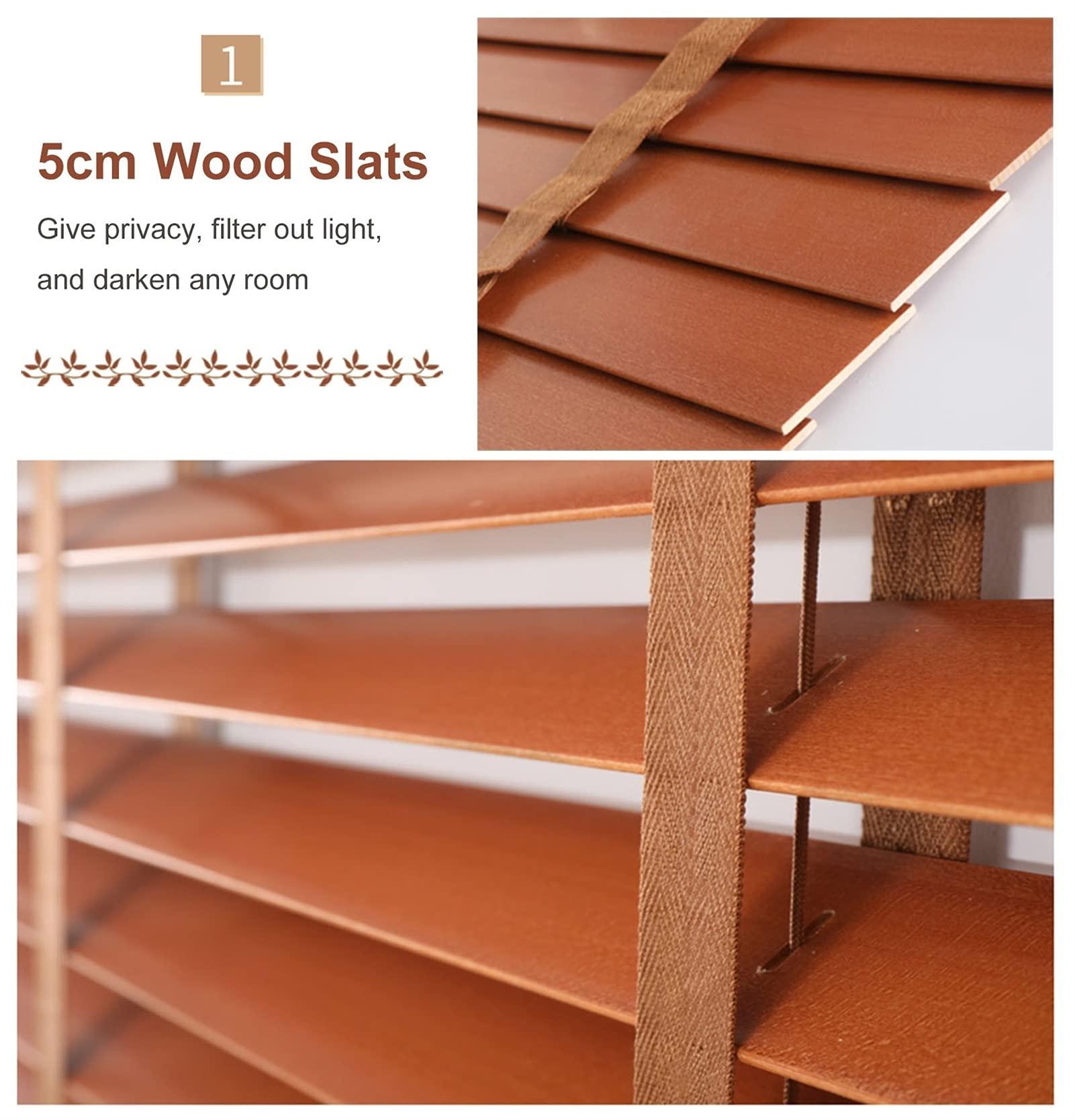 JLXJ JLXJ Roll Up Blinds for Windows Patio, 50cm Wood Slats, Blackout Privacy Venetian Blinds, 80cm/ 100cm/ 120cm/140cm Wide, (Size : 80100cm(31.539.3in))