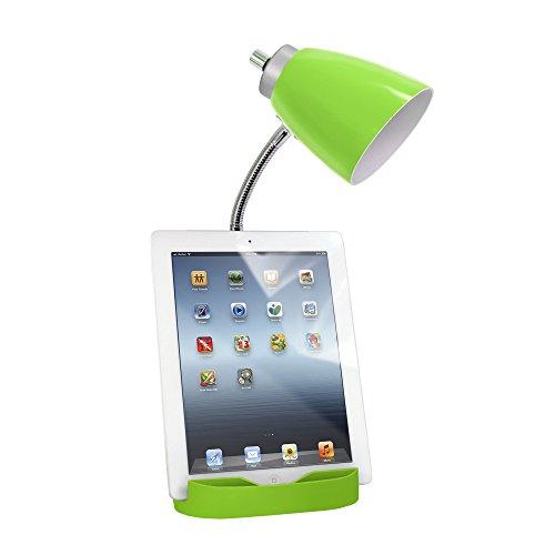Limelights Simple Designs LD1056-GRN Gooseneck Organizer Desk Lamp with iPad/Tablet Stand or Book Holder and USB Port, Green
