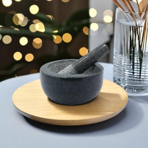 Kota Japan Kota Japan Large Black Granite Mortar & Pestle Natural Stone Grinder for Spices, Seasonings, Pastes, Pestos and Guacamole