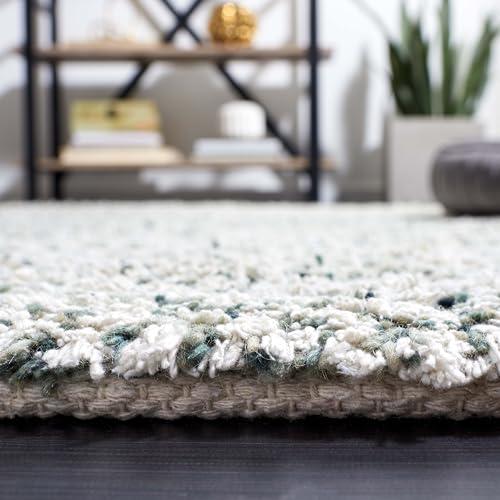 Safavieh SAFAVIEH Berber Collection Area Rug - 8' x 10', Ivory & Green, Transitional Design, Ideal for High Traffic Areas in Living Room, Bedroom & Dining Room (BRB101Y-8)