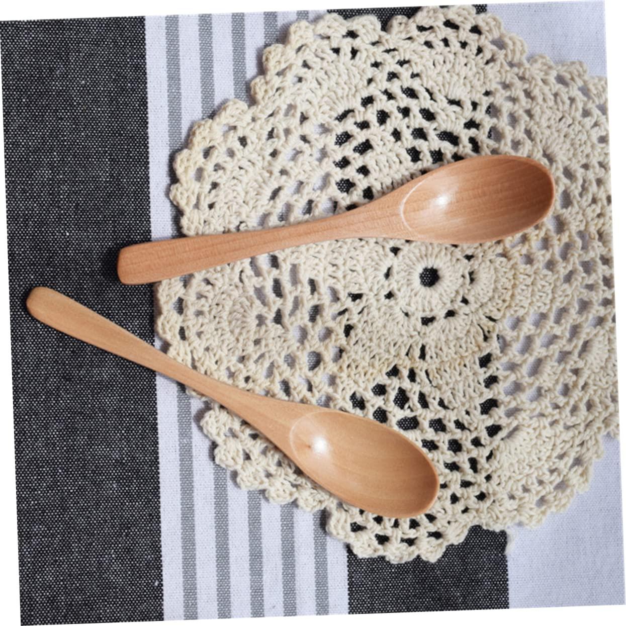 VILLCASE VILLCASE 6PCS Kids Wooden Spoons Mini Oval Spoon Set Reusable and Smooth Texture for Jam Condiments Soup Kids Ware