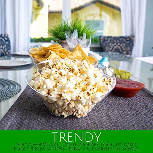 PLASTICPRO PLASTICPRO Disposable Angled Plastic Bowls Round Large Serving Bowl, Elegant for Party\'s, Snack, or Salad Bowl, Clear Pack of 4