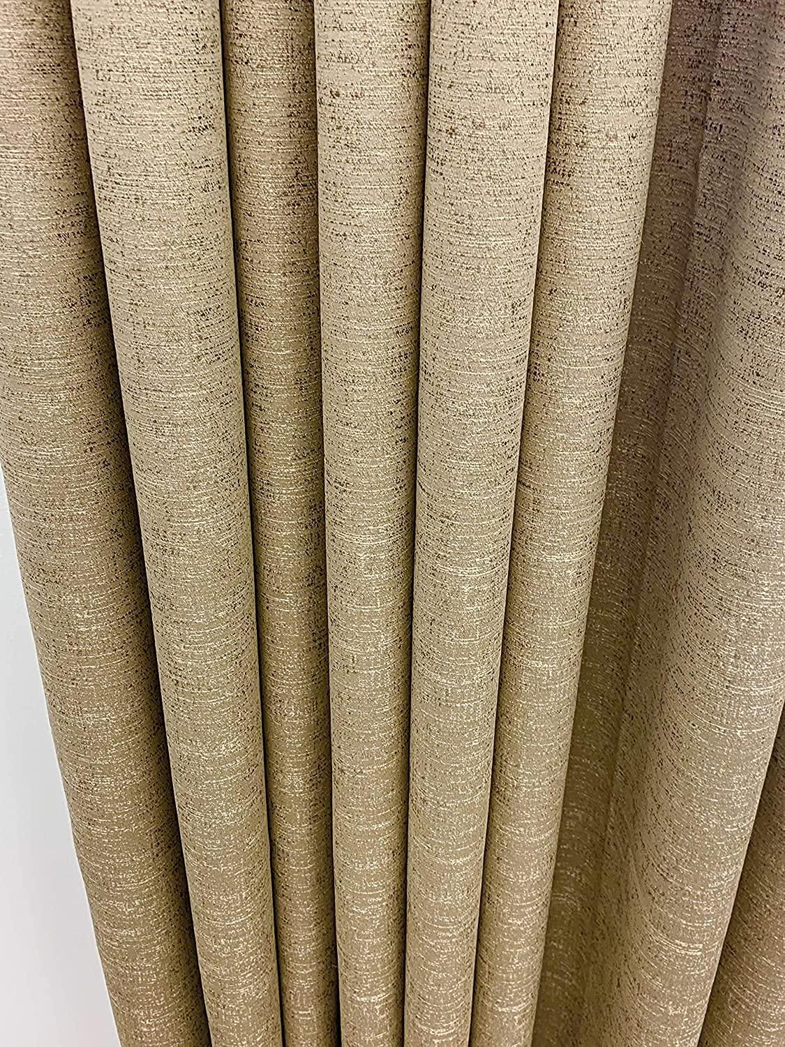 Ikiriska Ikiriska Extra Long Faux Dupioni Silk Custom Made Curtains 8-24 ft Two Story Drapes (Aspen, 100Wx084L)